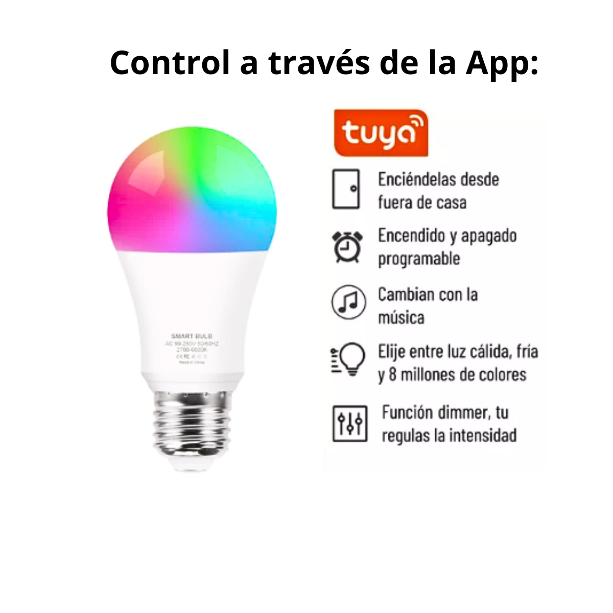 Ampolleta Inteligente Multicolor Led Wifi App 9w E27-3