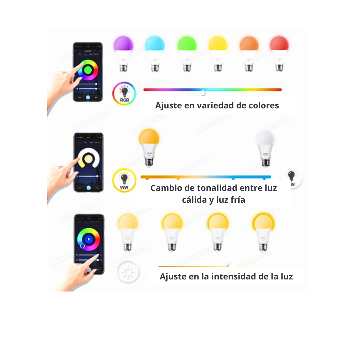 Ampolleta Inteligente Multicolor Led Wifi App 9w E27-5