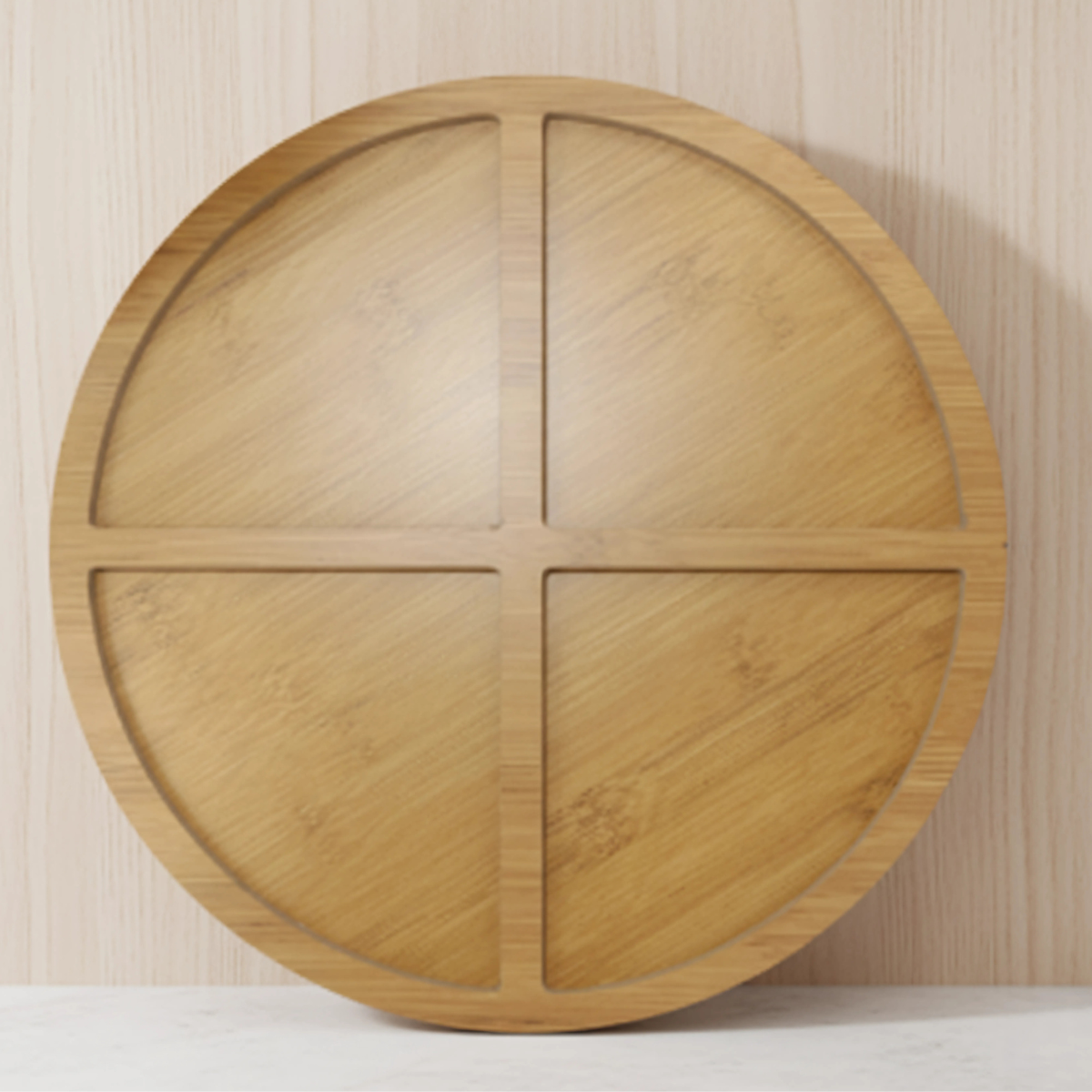 Tabla Bandeja Para Picoteo De Madera Circular Con Divisiones-4