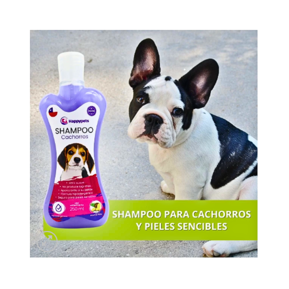 Shampoo Para Perros Cachorros Hipoalergénico 250ml Happypets-2