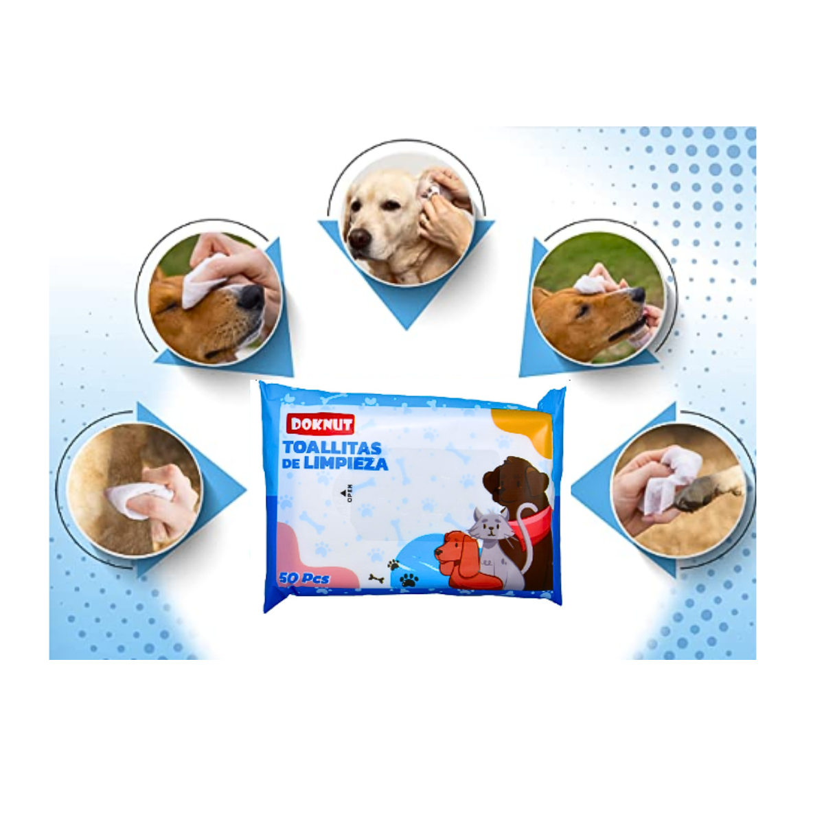 50 Unidades Toallas Humedas Perros Gatos Mascotas-2