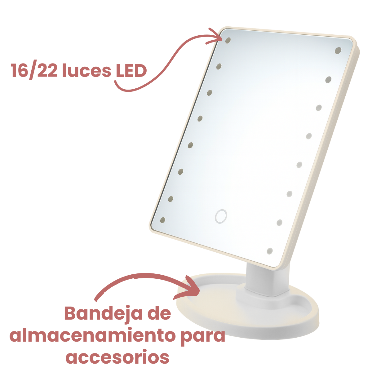 Espejo Luz Led Para Escritorio Vanity Maquillaje Ajustable-2