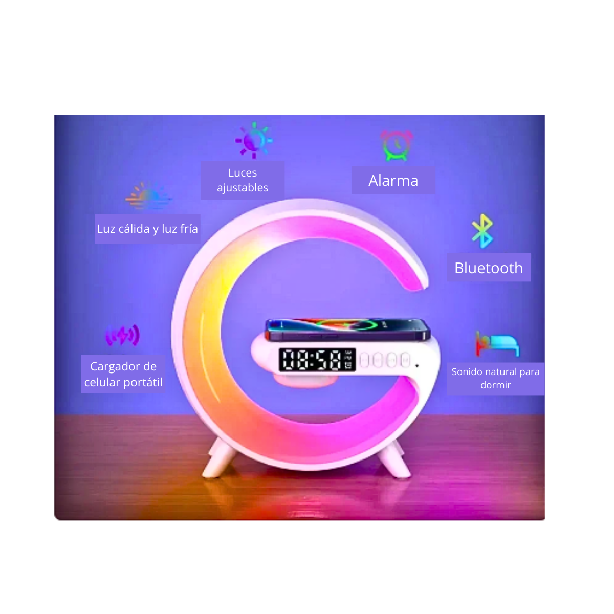 Lampara Parlante Inteligente Luz Led Multicolor Bluetooth -3