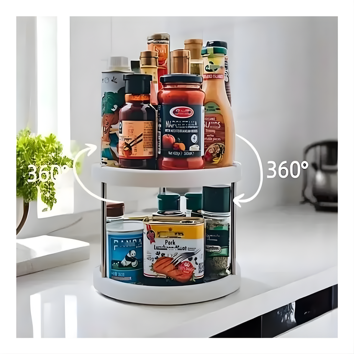 Organizador Giratorio Especies Cocina 2 Niveles Multiuso-4
