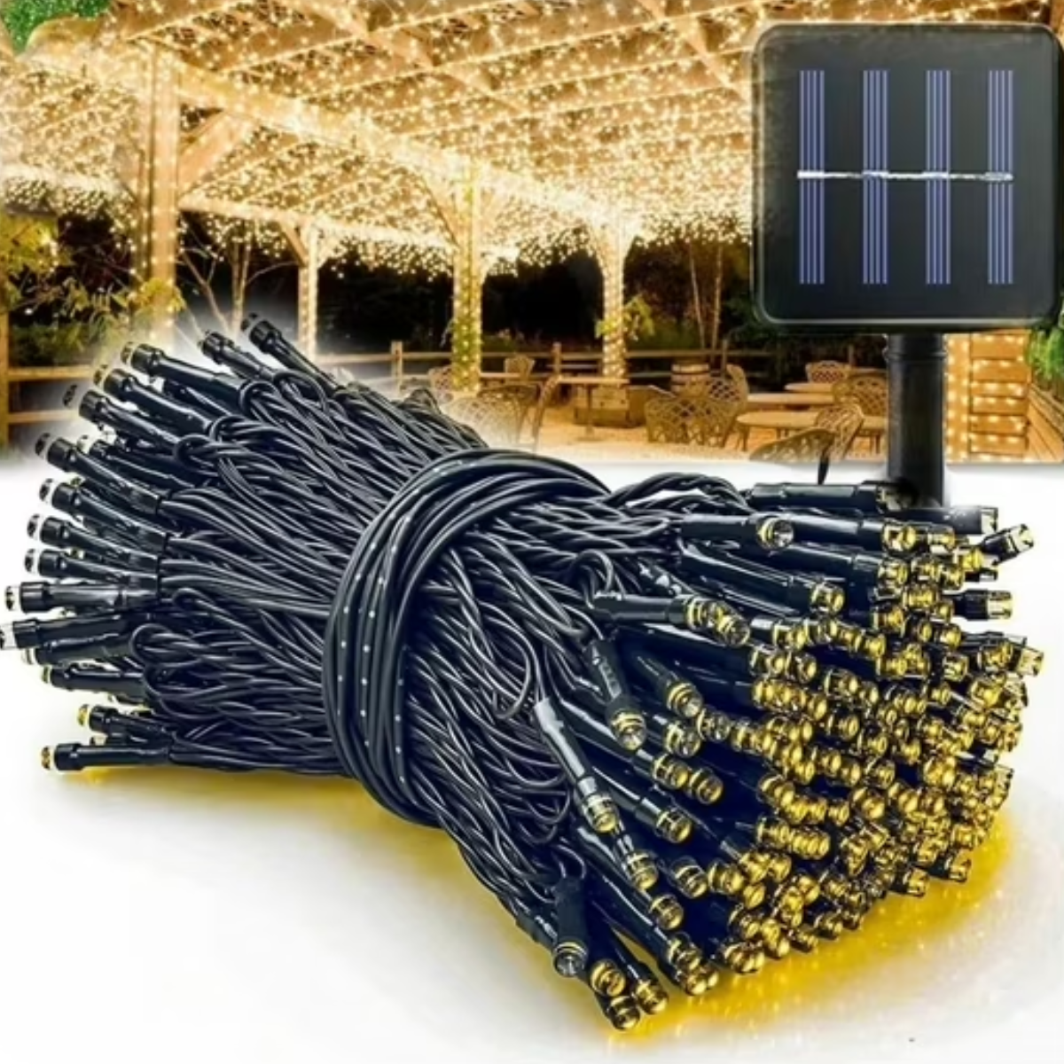 Luces Navidad 10mts Recarga Solar Calida-4