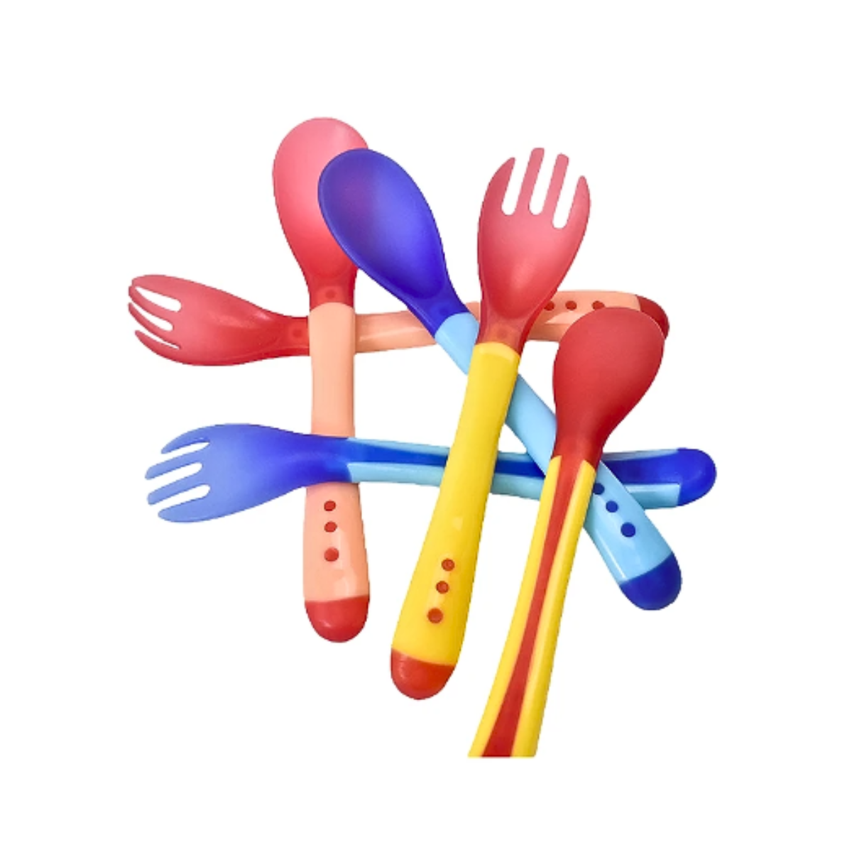 Set Alimentación Tenedor Cuchara Con Sensor Temperatura Bebe-2