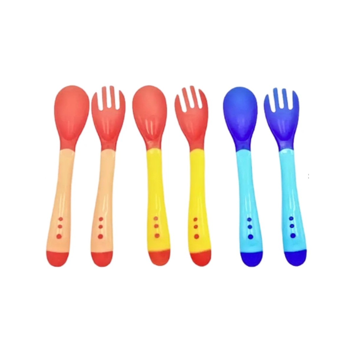 Set Alimentación Tenedor Cuchara Con Sensor Temperatura Bebe-3