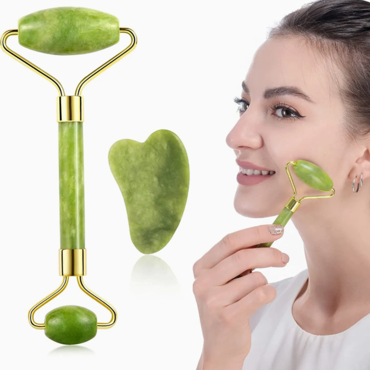 Set Rodillo Facial Jade Gua Sha Masaje Reafirmante Rostro-8
