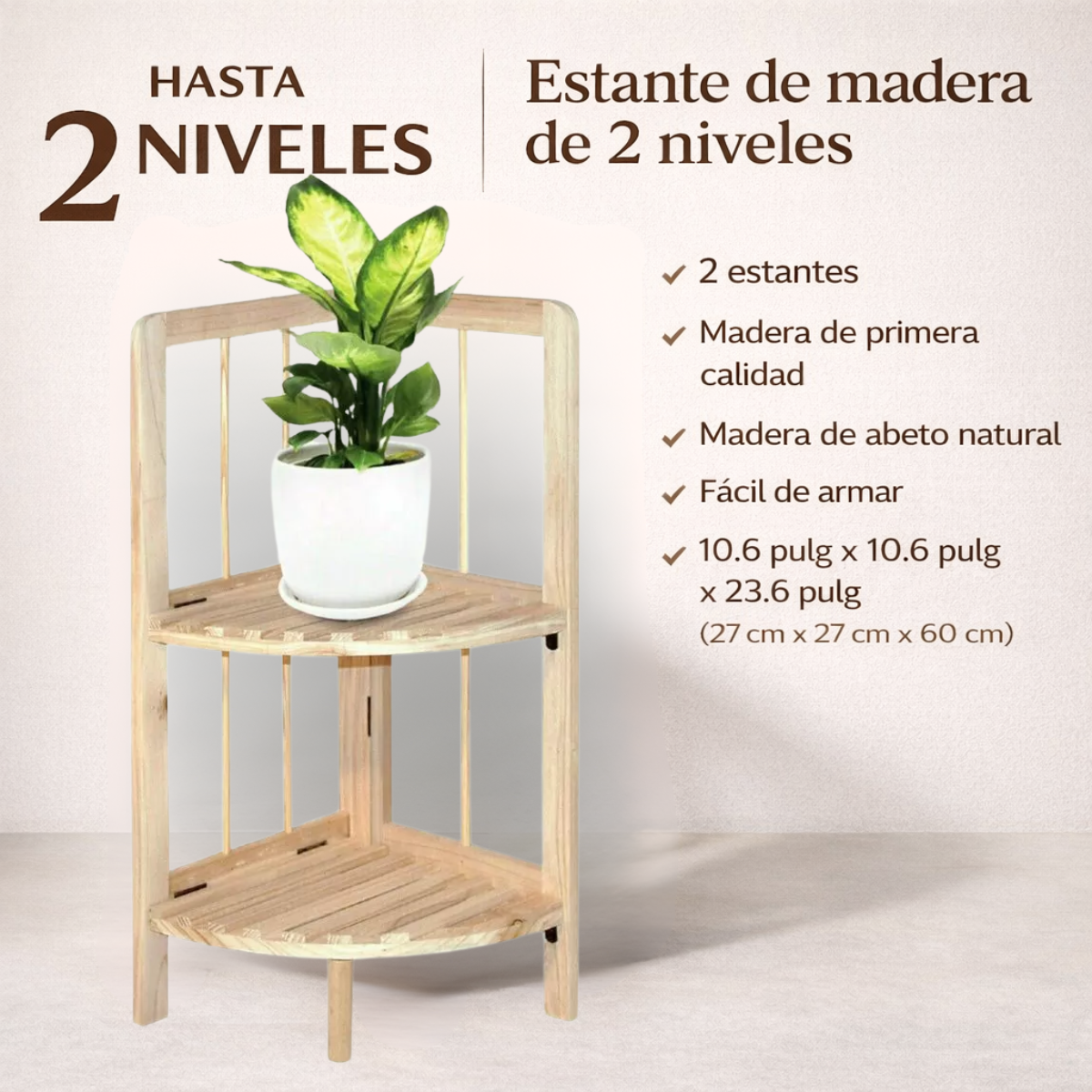 Estante Organizador De Madera Para Rincon Multiuso 2 Niveles-3