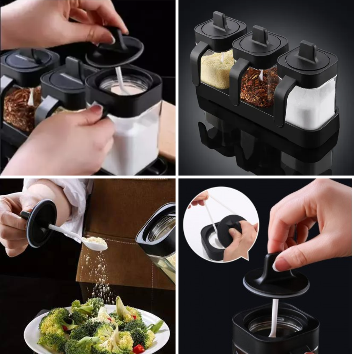 Set 3 Especieros Condimenteros Con Cuchara Multiuso-4