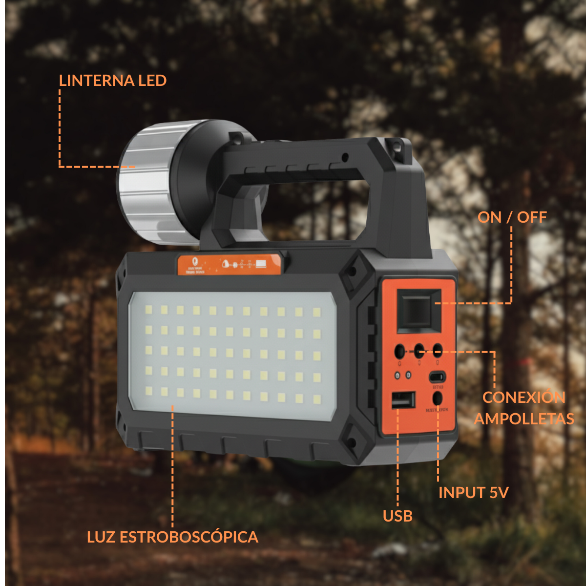 Kit Emergencia Linterna Led 3 Ampolletas + Powerbank Y Radio-3