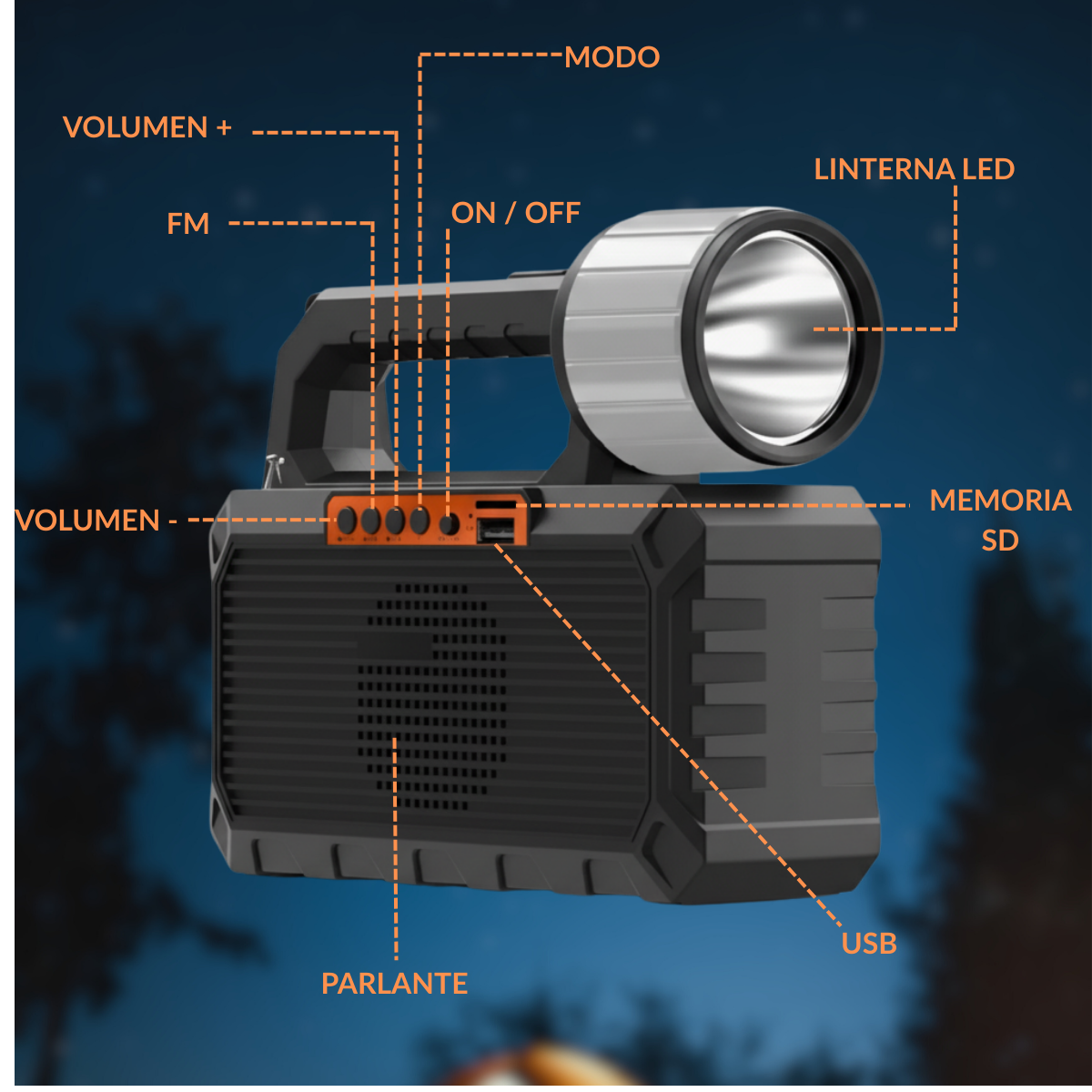 Kit Emergencia Linterna Led 3 Ampolletas + Powerbank Y Radio-4