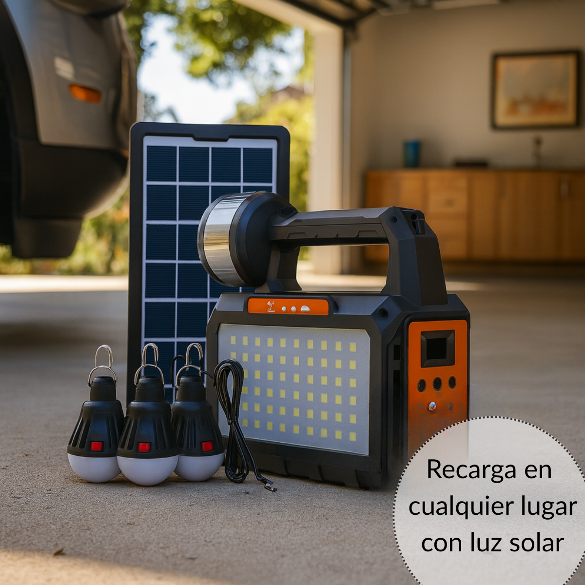 Kit Emergencia Linterna Led 3 Ampolletas + Powerbank Y Radio-7