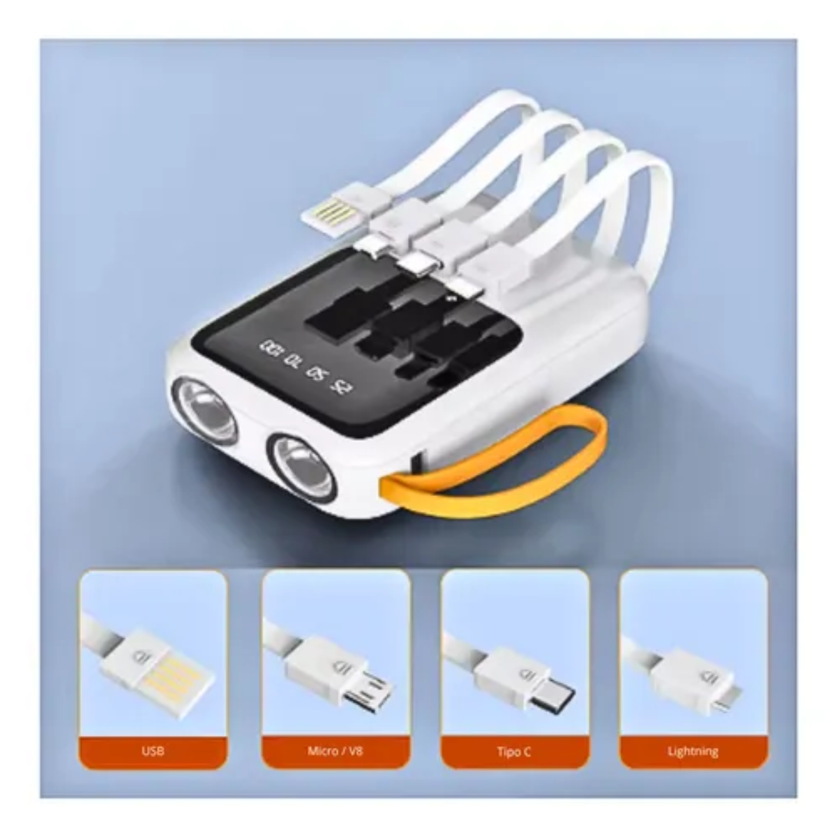 Cargador Portátil Power Bank 4 Cables Linterna 10000mah-1