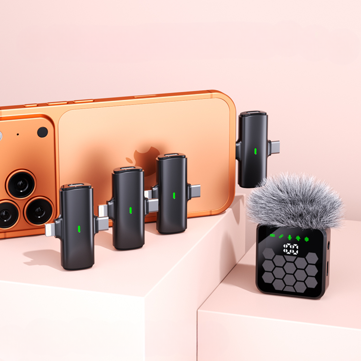 Set Microfono Solapa Inalambrico 4 en 1 Tipo C Anulacion de Ruido-4