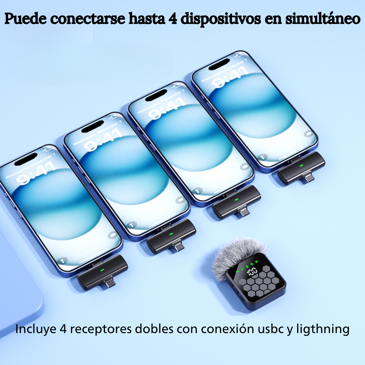 Set Microfono Solapa Inalambrico 4 en 1 Tipo C Anulacion de Ruido-6