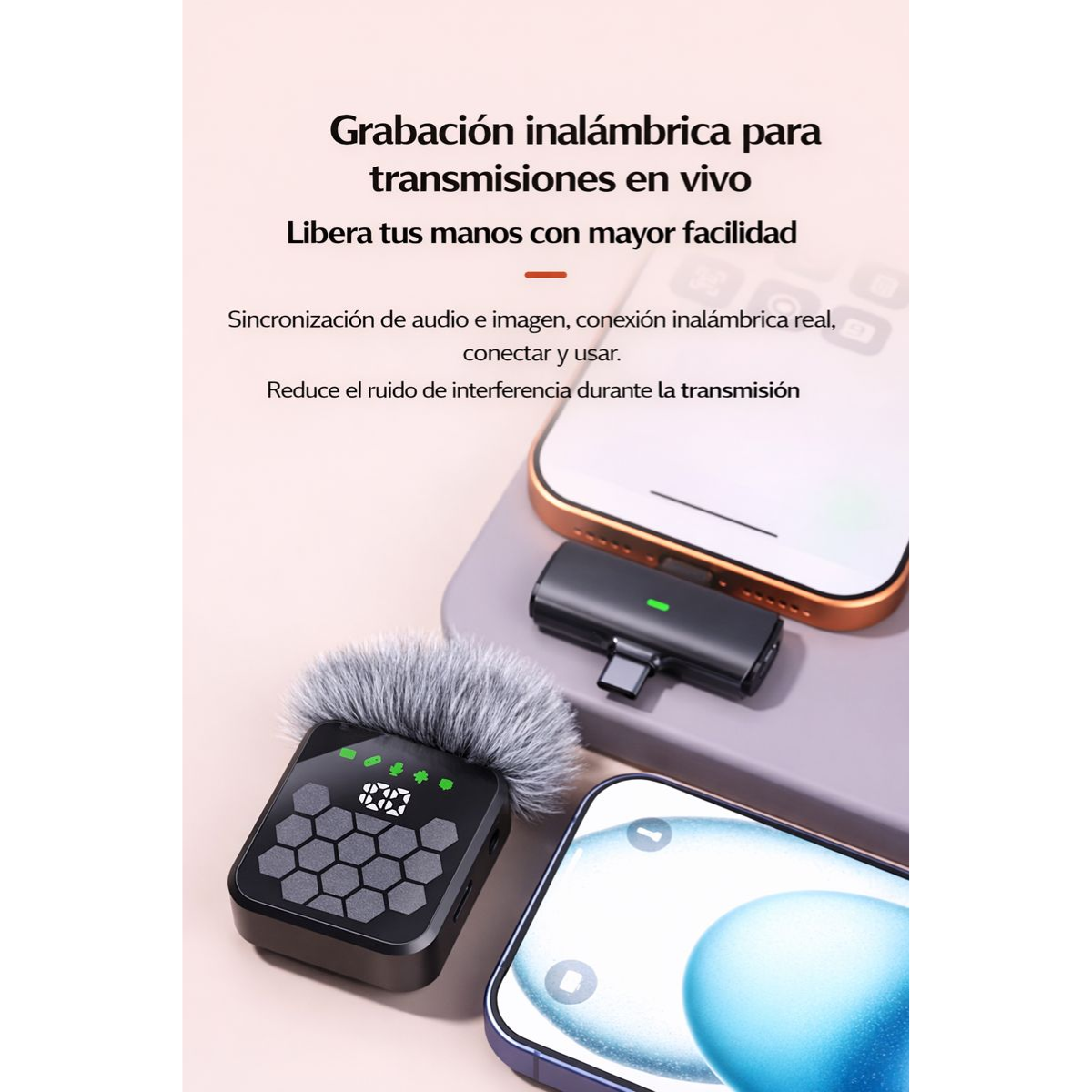 Set Microfono Solapa Inalambrico 4 en 1 Tipo C Anulacion de Ruido-7