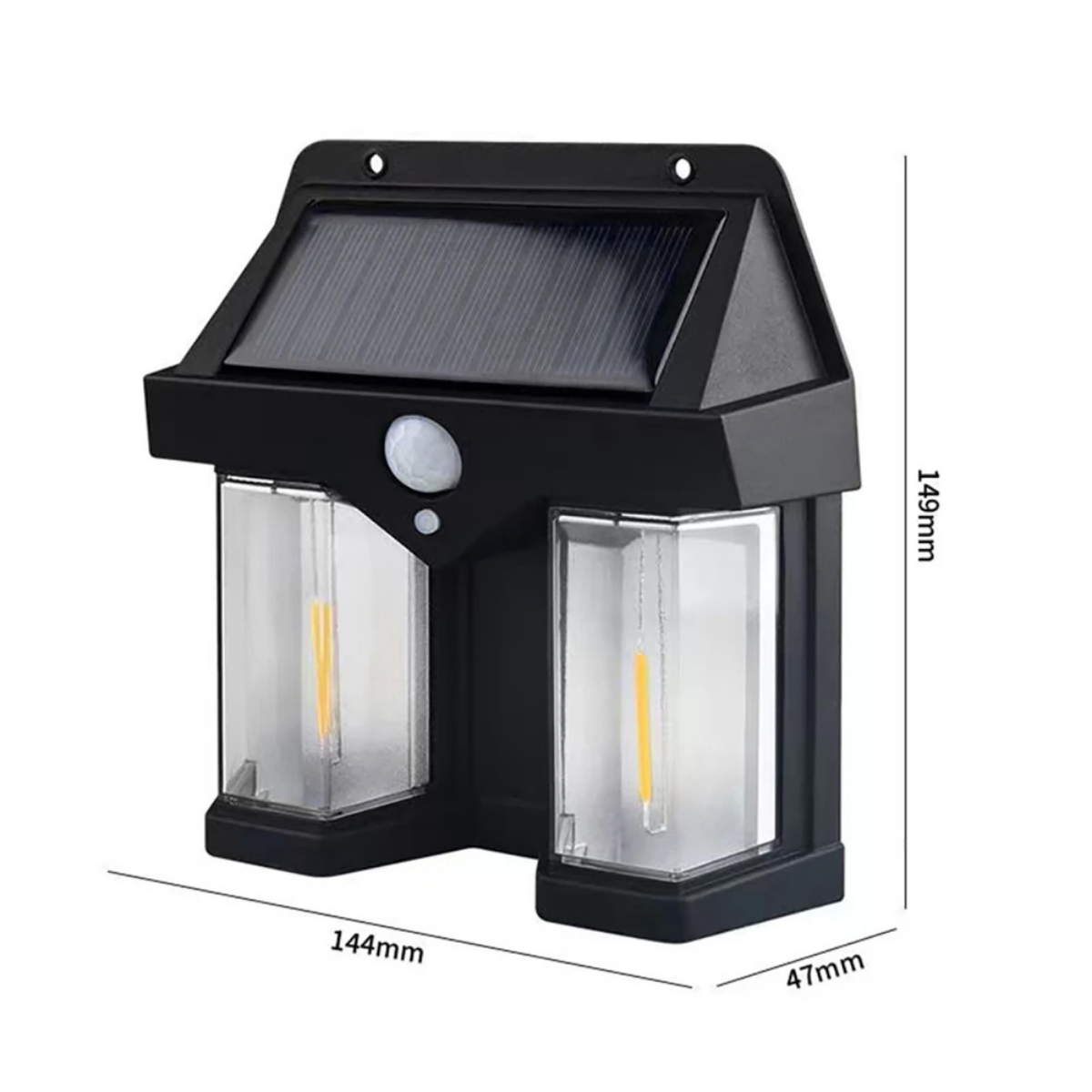 Foco Solar Exterior 2 Luces Led Sensor Movimiento Impermeable-3
