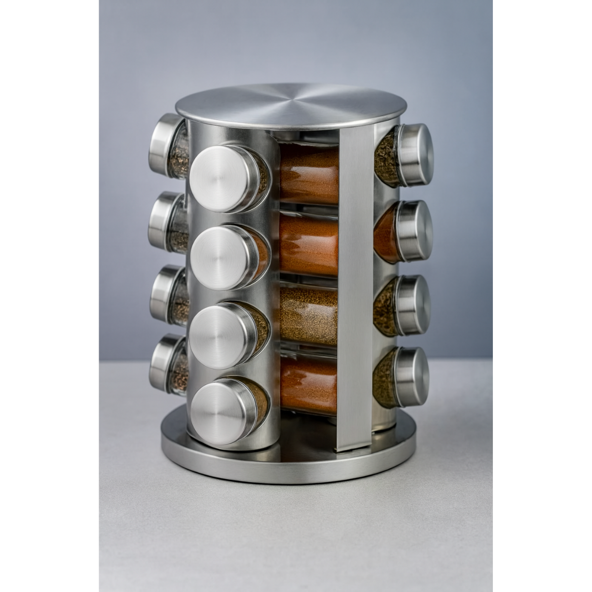 Set Especiero Giratorio Acero Inoxidable 16 Frascos-4