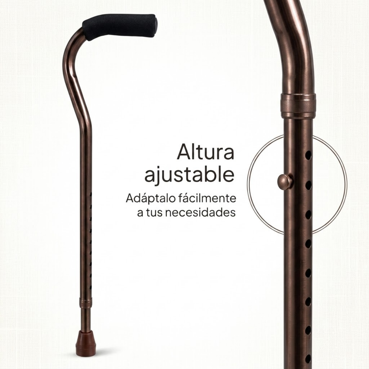 Baston Ortopedico Aluminio Ajustable Mango Ergonomico Marron-1