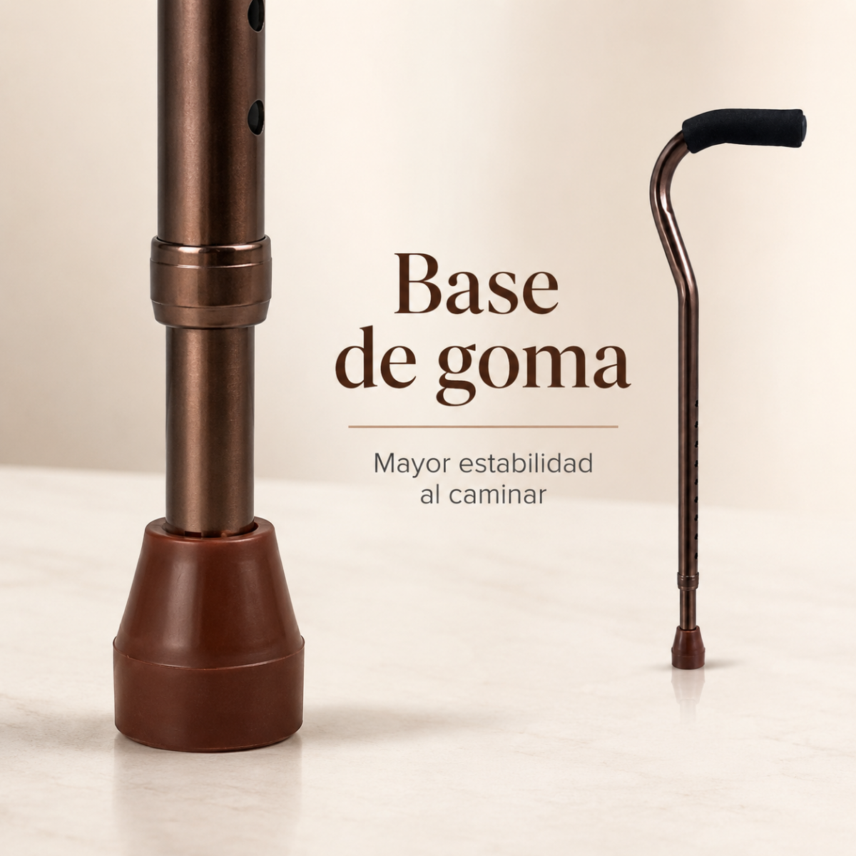 Baston Ortopedico Aluminio Ajustable Mango Ergonomico Marron-4