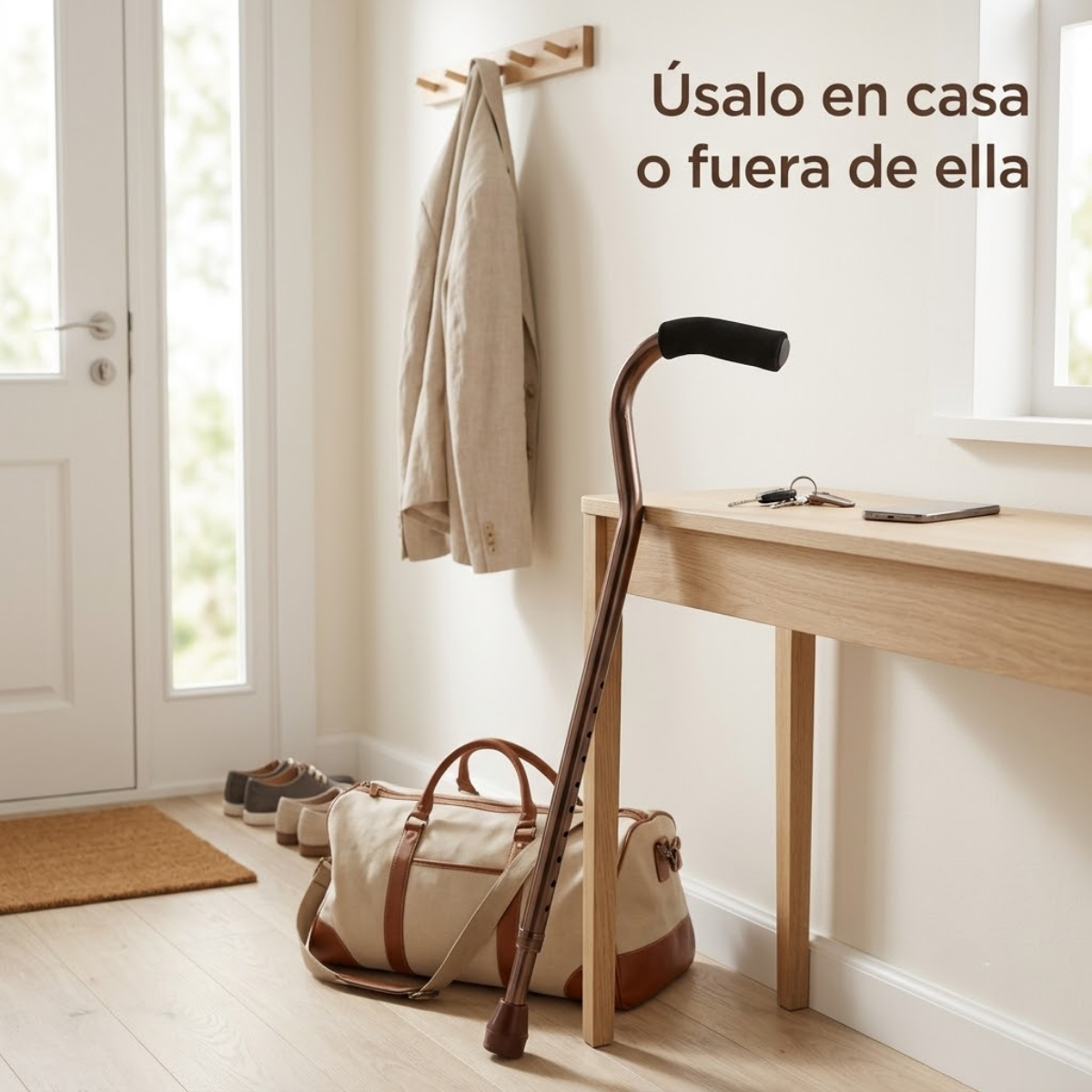 Baston Ortopedico Aluminio Ajustable Mango Ergonomico Marron-5