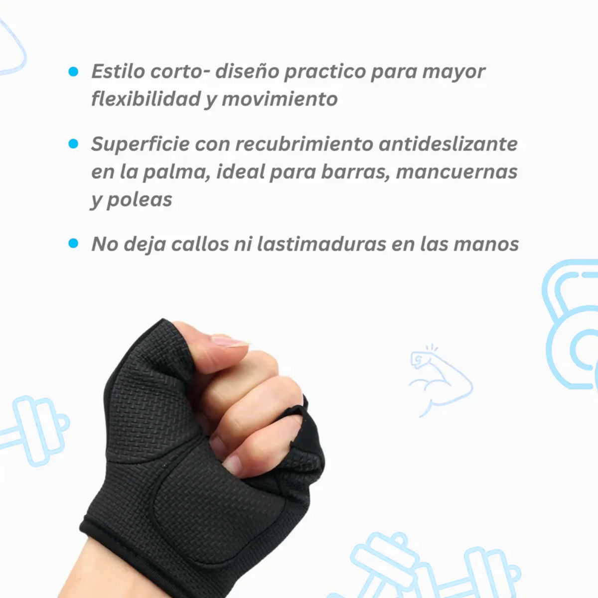 Guantes Deportivos Ejercicio Crossfit Sin Dedos Unisex-2