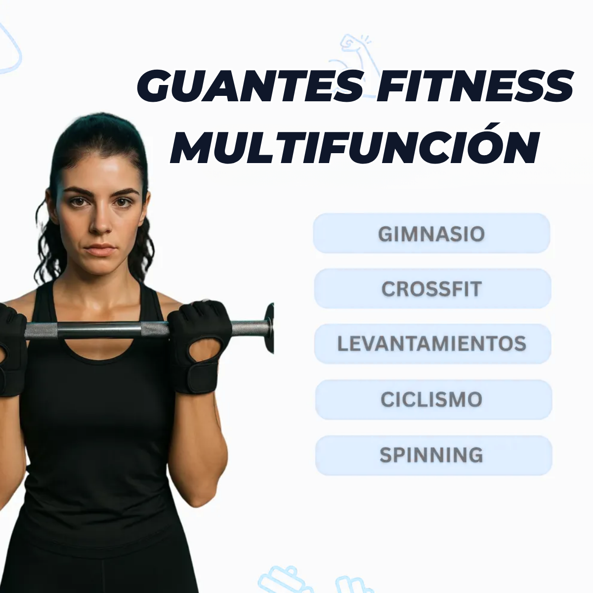 Guantes Deportivos Ejercicio Crossfit Sin Dedos Unisex-5