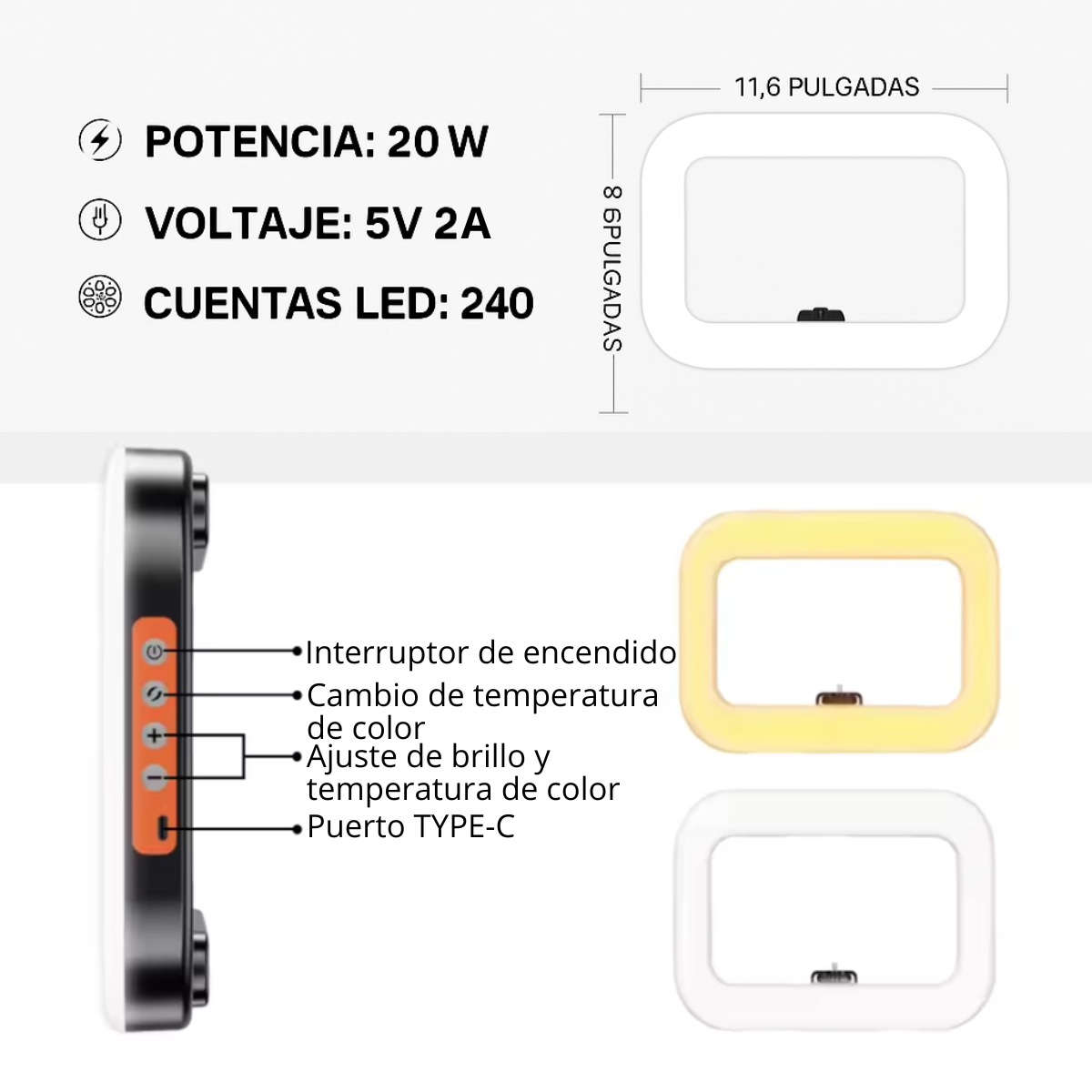 Anillo Luz Led Grabación Videos Selfie Con Soporte Celular-2
