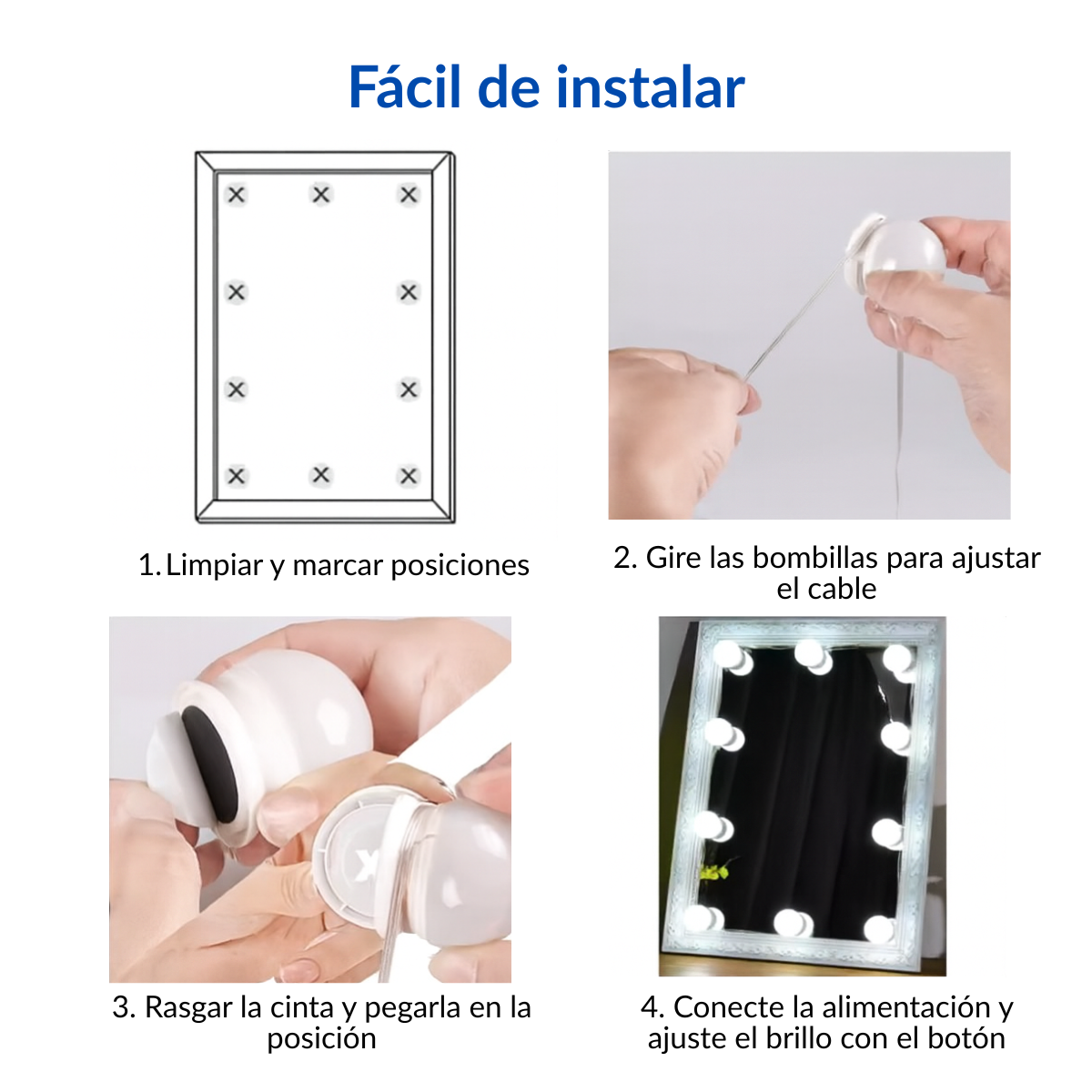 Pack 10 Focos Luz Led Para Vanity Espejo Maquillaje 3 Tonos-2