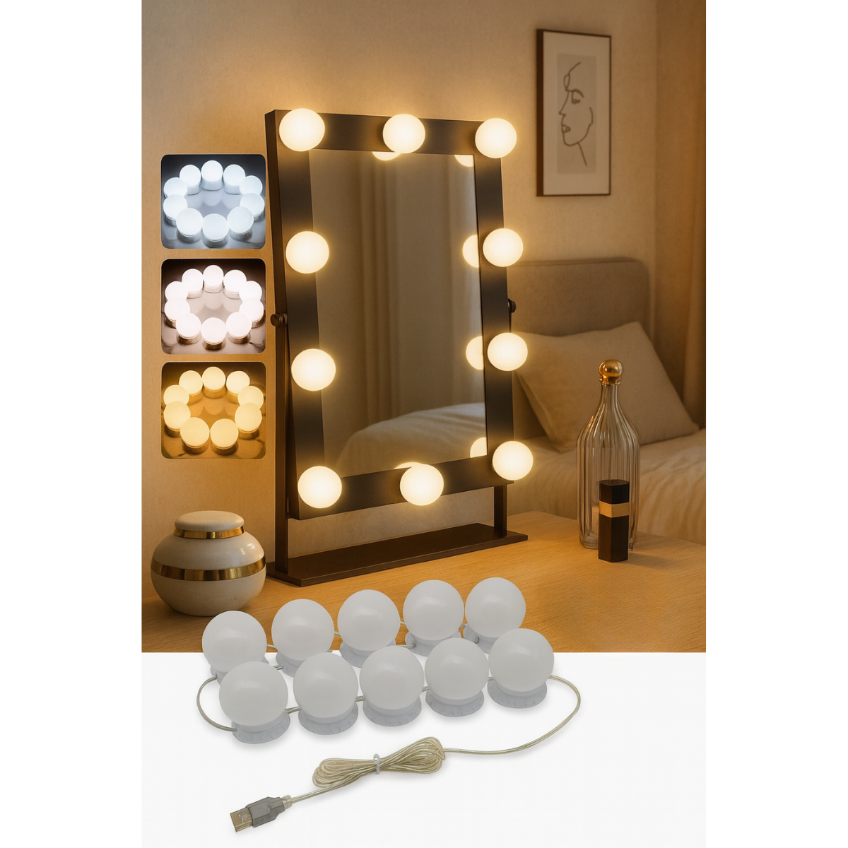Pack 10 Focos Luz Led Para Vanity Espejo Maquillaje 3 Tonos-6