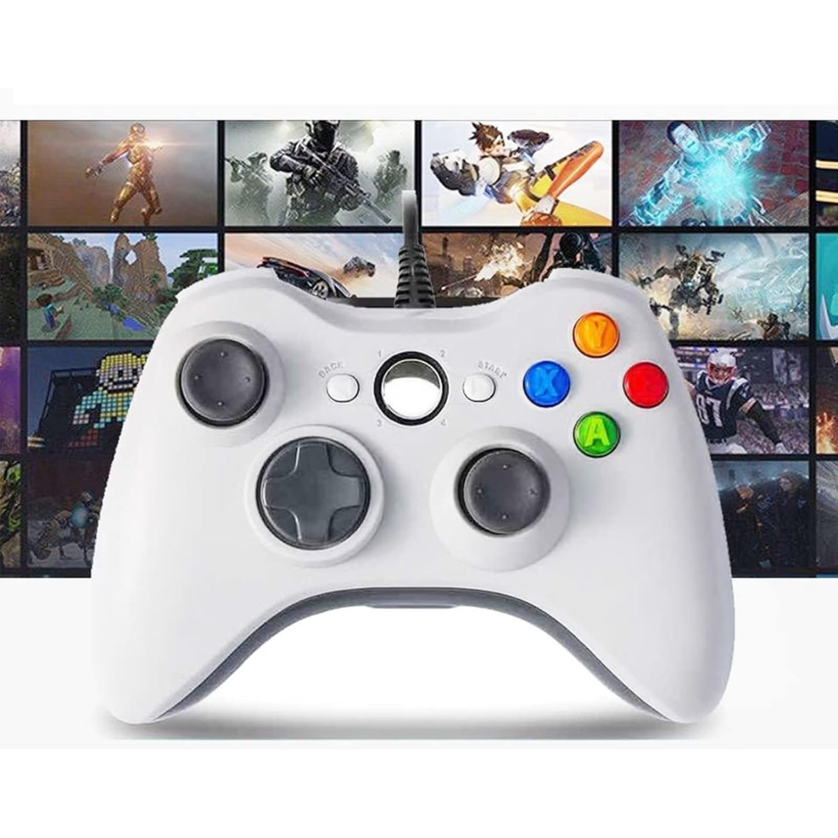 Pack 2 Joystick Blanco Control Para Xbox 360 Pc Windows Con Cable-2