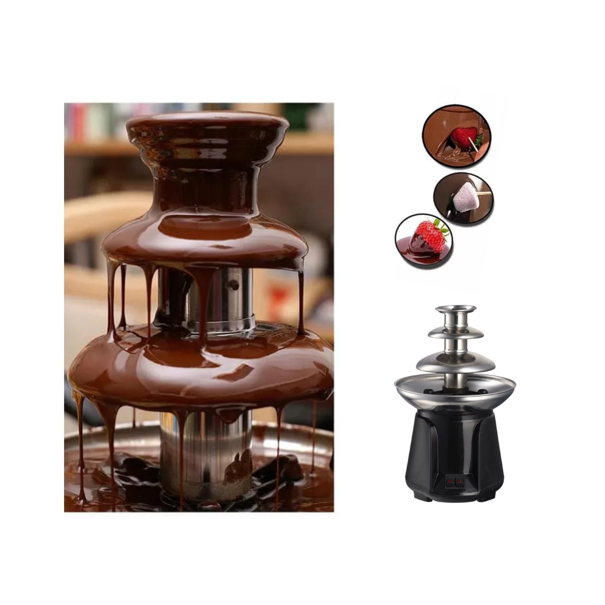 Fuente Cascada Fondue Chocolate 3 Niveles Acero Inoxidable-3