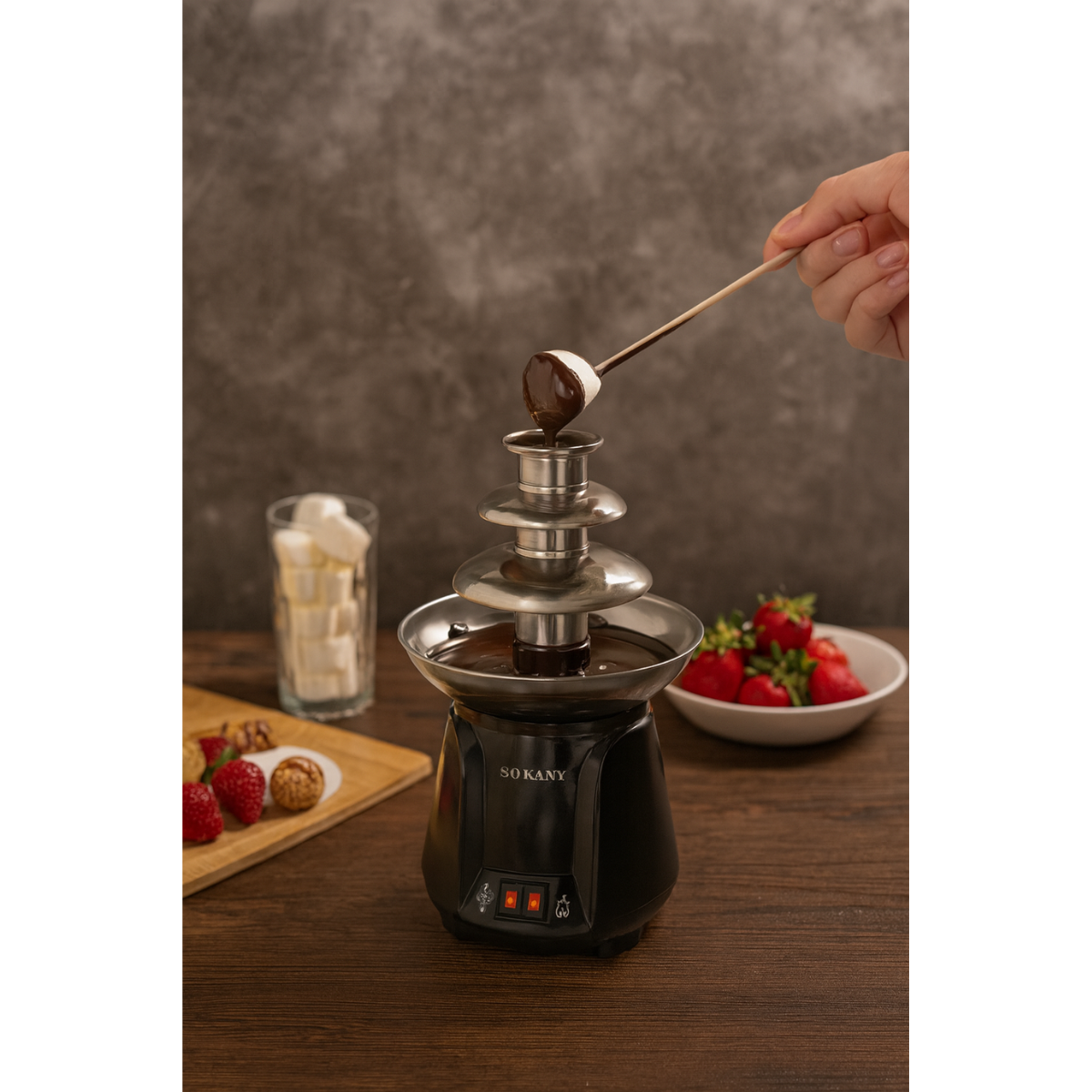 Fuente Cascada Fondue Chocolate 3 Niveles Acero Inoxidable-5