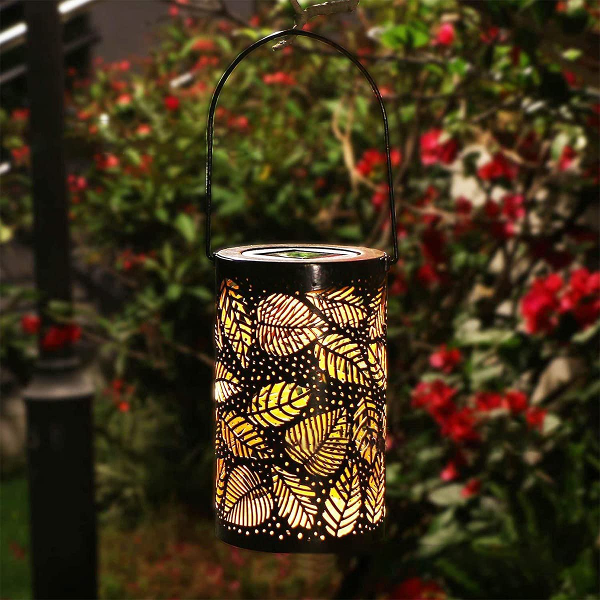Lampara Foco Exterior Jardin Metal Recarga Solar Diseno Hoja-4