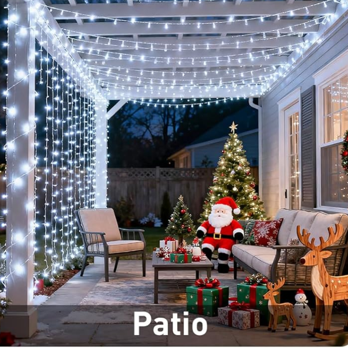 Luz Luces Navidad Cascada Cálida Blanca Multicolor 3mx3m-2