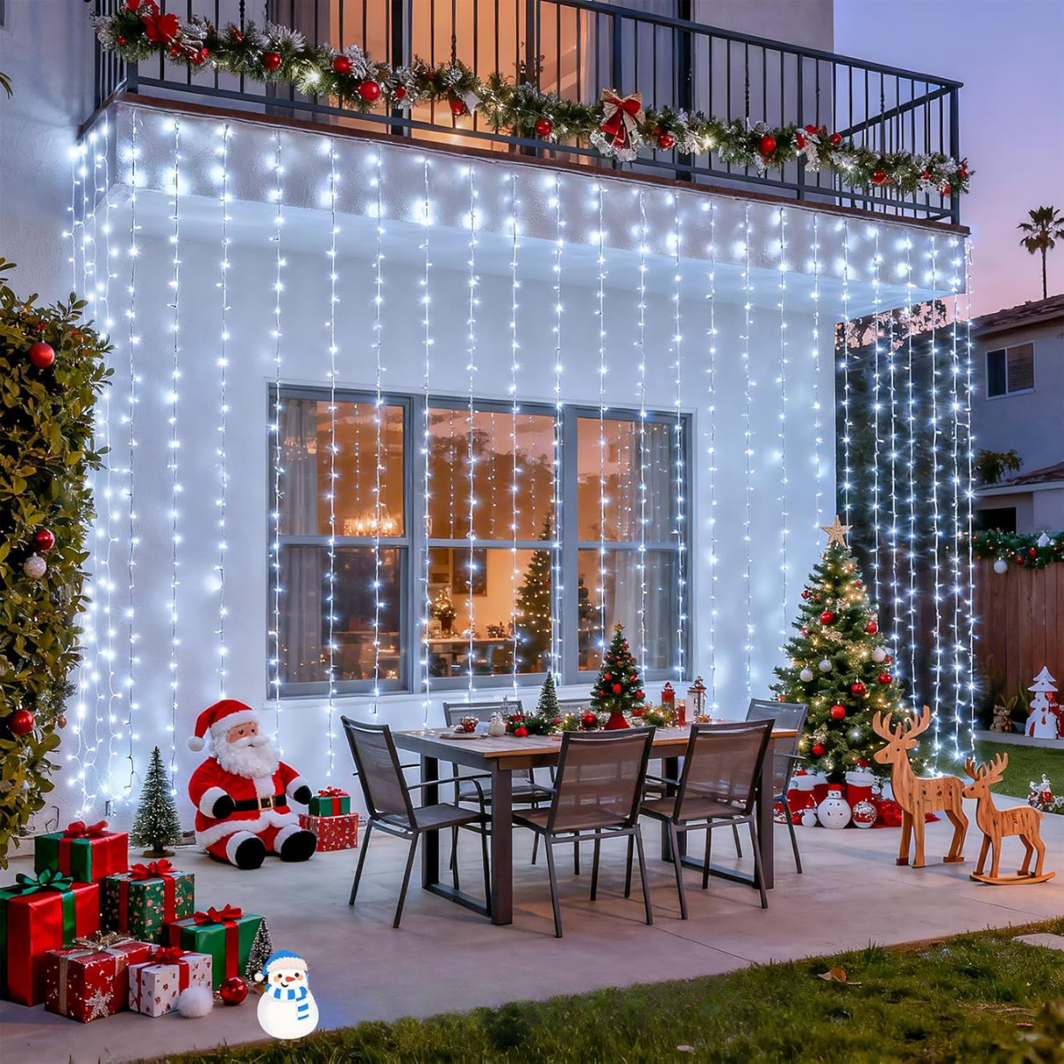 Luz Luces Navidad Cascada Cálida Blanca Multicolor 3mx3m-3