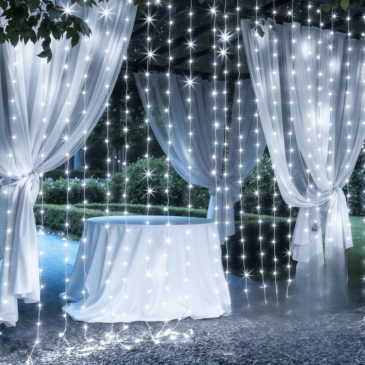 Luz Luces Navidad Cascada Cálida Blanca Multicolor 3mx3m-7