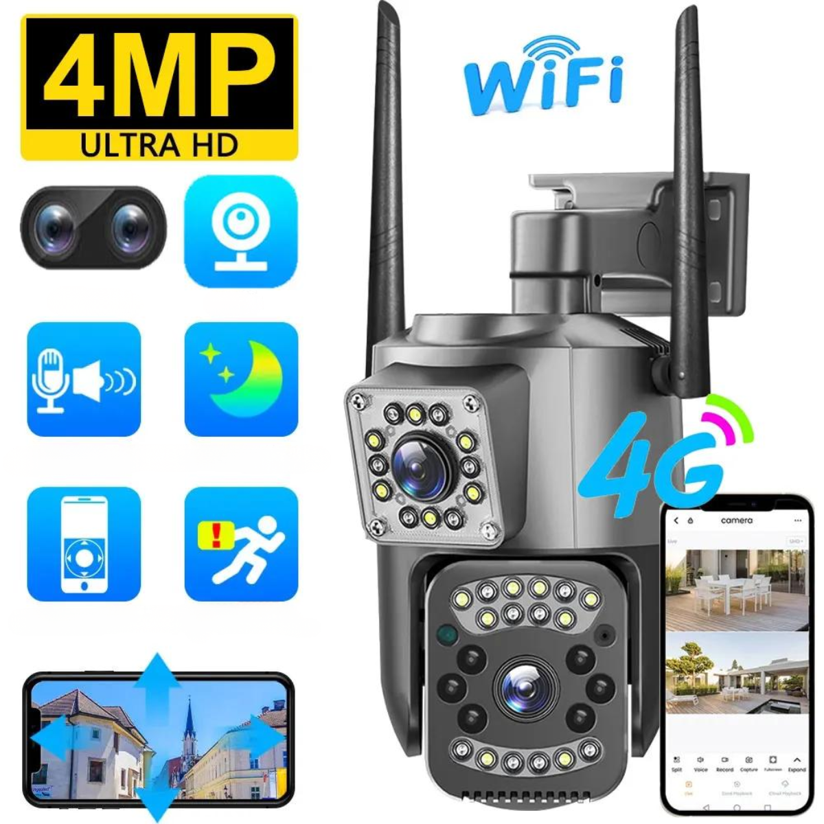 Camara De Seguridad Hogar Dual Conexion Chip Celular 4g-5