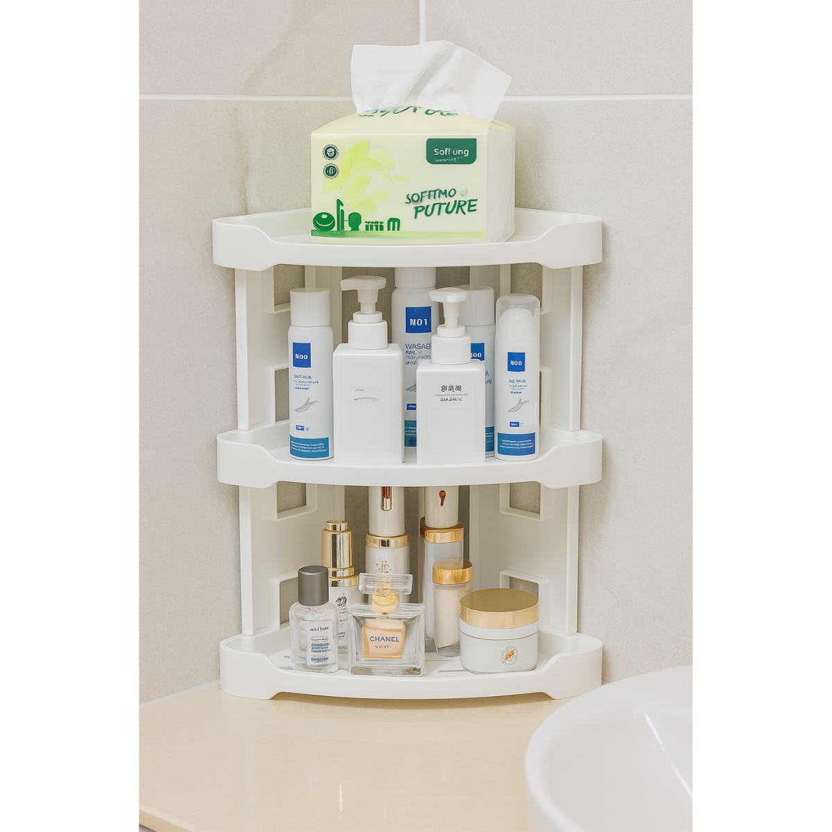 Esquinero Organizador De Baño Cosmético Maquillaje 3 Niveles-7