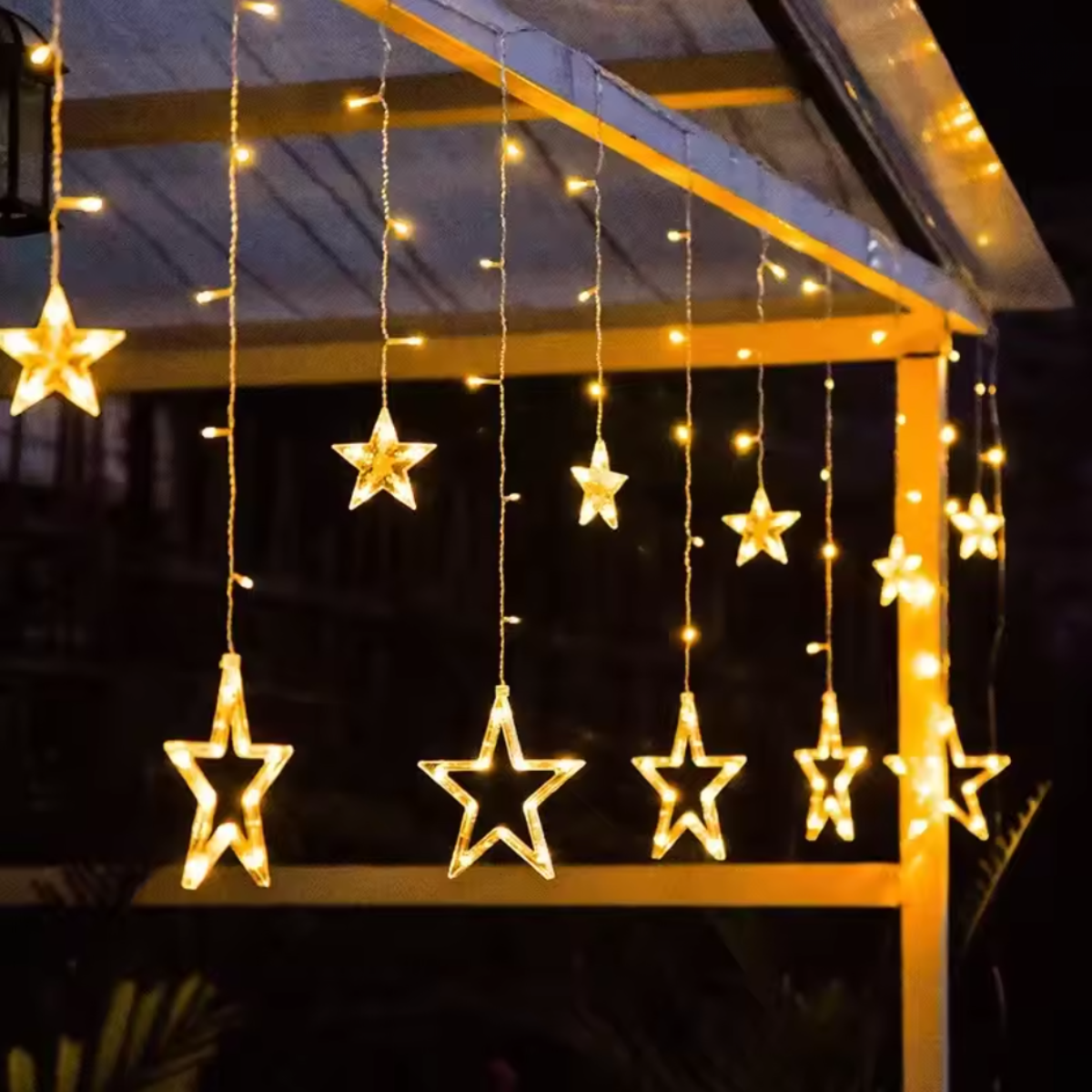 Luz Luces Navidad Cascada Dise o Estrella Calida Amarilla 3m-5