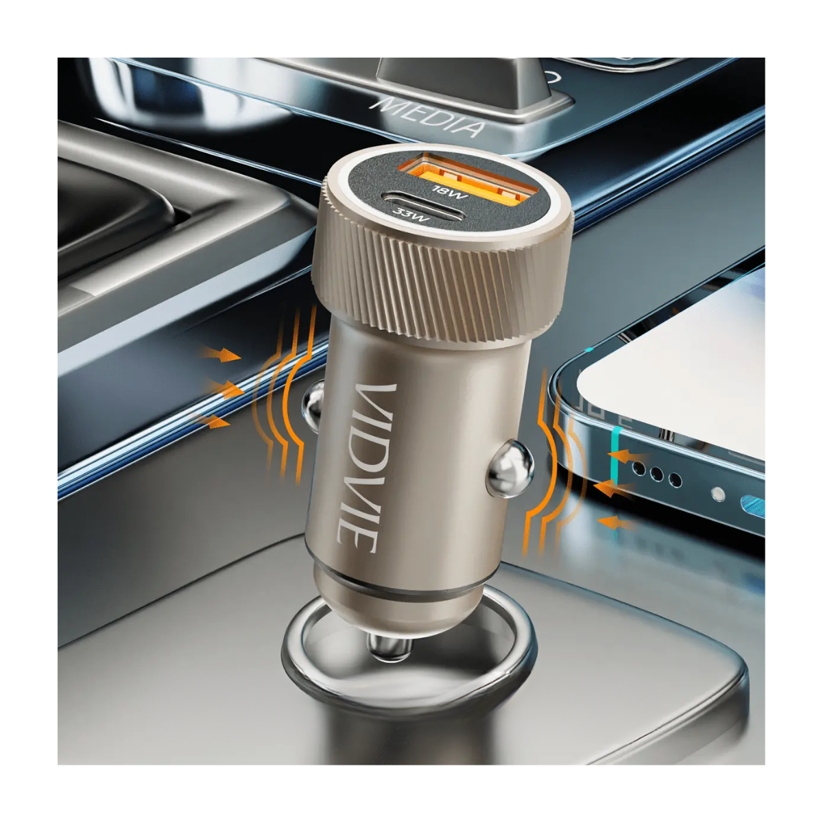 Cargador Adaptador Auto Carga Rapida Doble Usb Y Usb-c-5