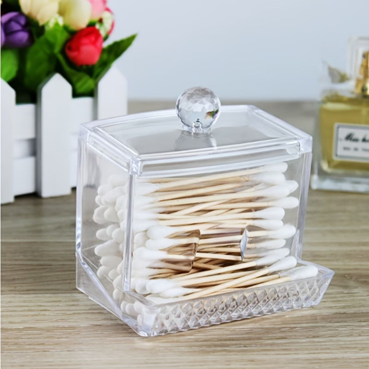 Organizador Acrilico Transparente Con Tapa Cotonetes Algodon-4