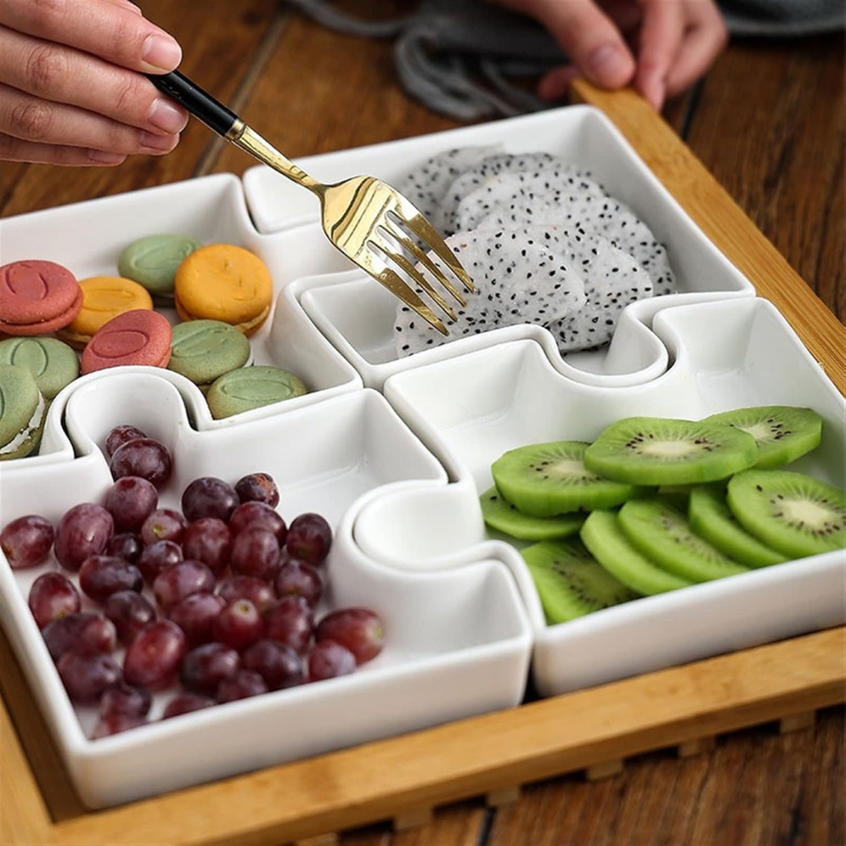 Set Picoteo 4 Platos De Porcelana Dise o Rompecabezas Snacks-5