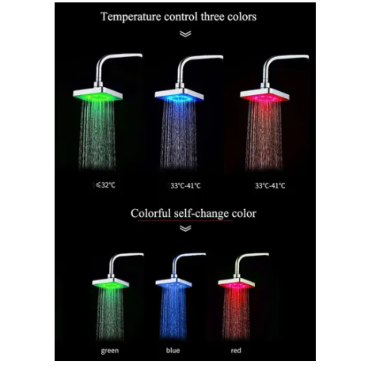 Cabezal Ducha Regadera Cuadrada Luz Led Rgb-4