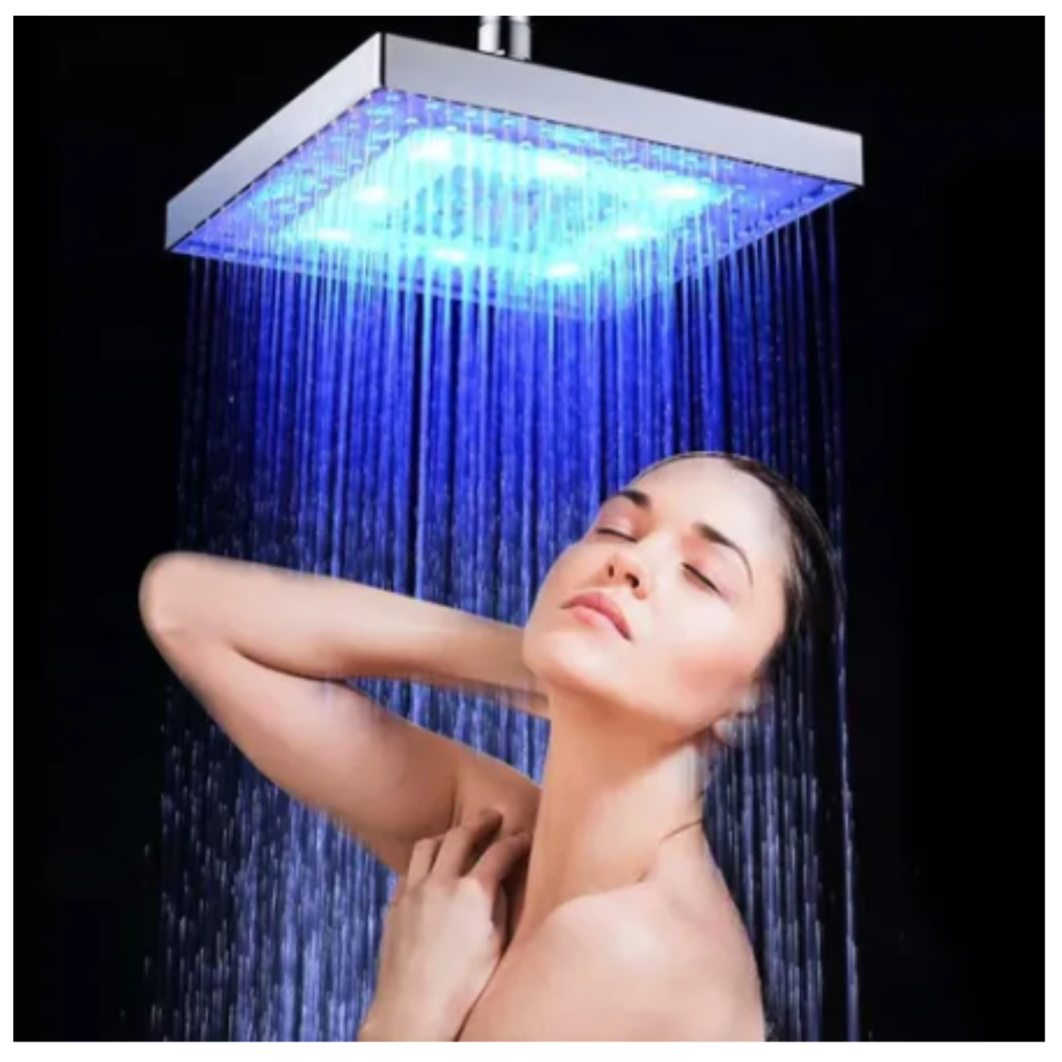 Cabezal Ducha Regadera Cuadrada Luz Led Rgb-5
