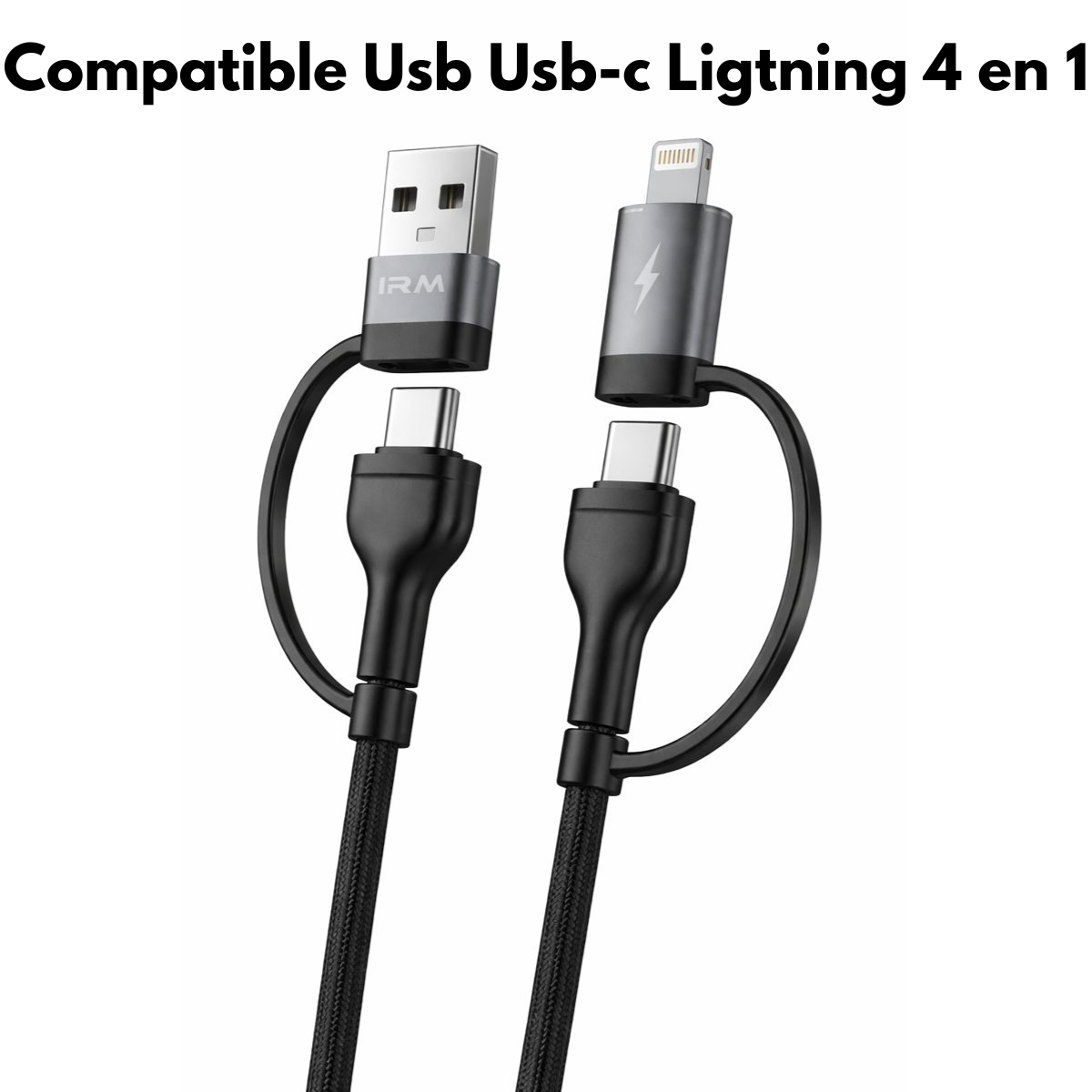 Cable De Datos Multiple Compatible Usb Usb c Ligtning 4 En 1-2