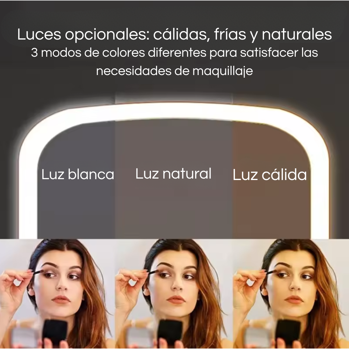Espejo Maquillaje Vanity Luz Led Recargable Portátil-4