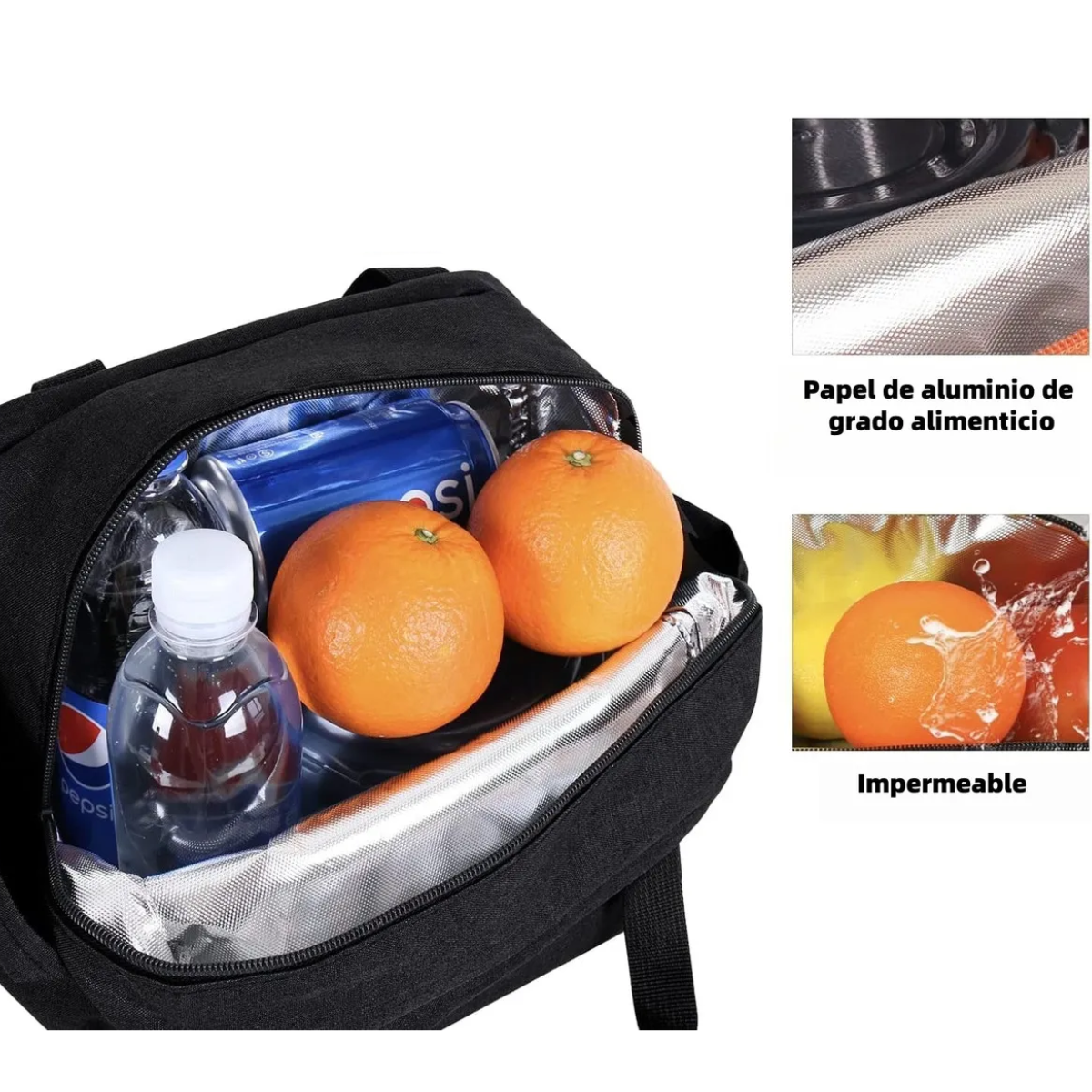 Lonchera Termica Impermeable Porta Alimentos Oficina Picnic Azul-2