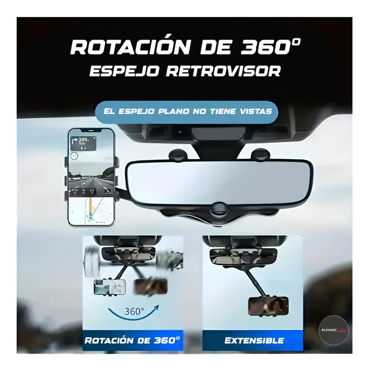 Soporte De Celular Ajustable 360 Para Espejo Retrovisor-4